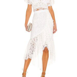 Just Bee Queen Carmella White Lace Midi Skirt - Size Large